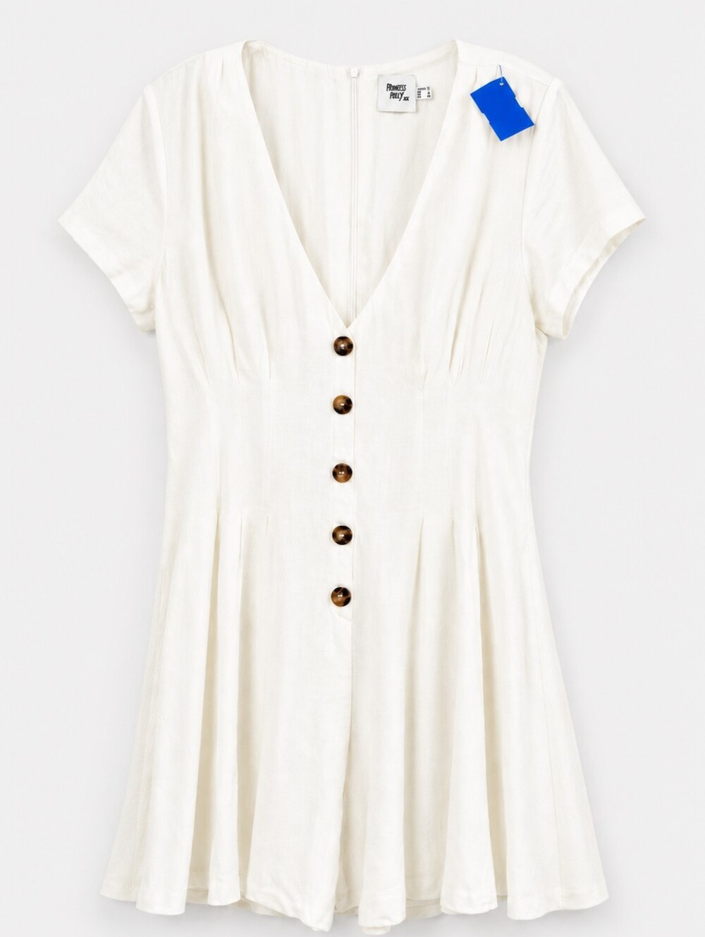 Princess Polly Ivory White Short Romper Short Sleeve Linen Cotton Women's US 6 - Picture 2 of 7